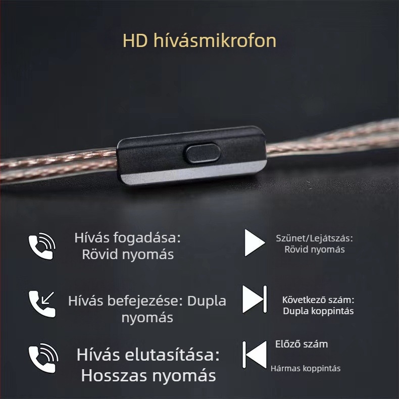 QDC KZ C Ningfan IEM cserekábel, oxigénmentes réz, kettős vezetők, 0.78 mm 2-pontos, 3.5 mm csatlakozó, HiFi
