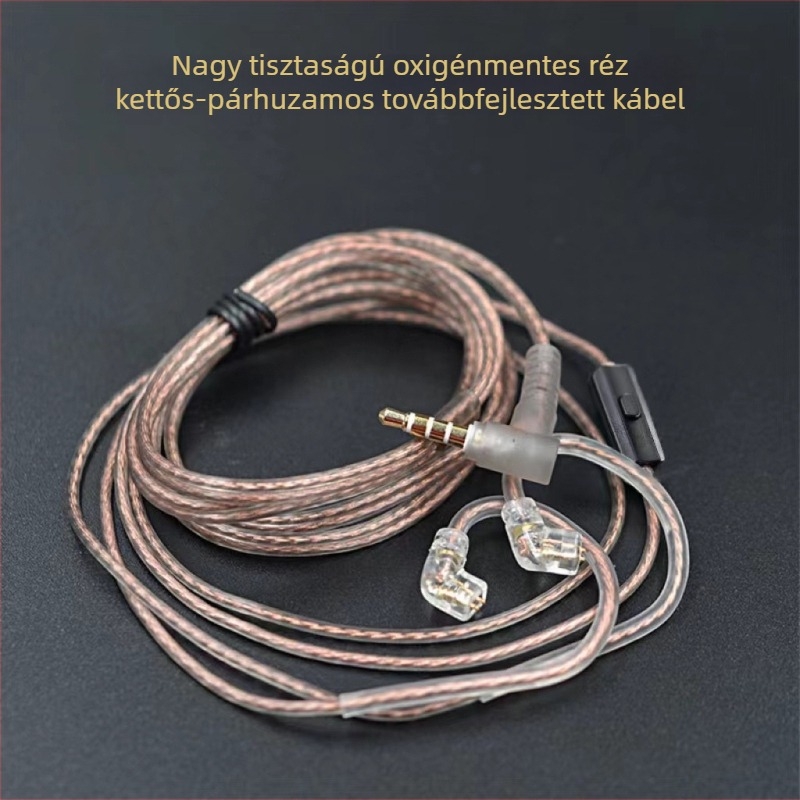QDC KZ C Ningfan IEM cserekábel, oxigénmentes réz, kettős vezetők, 0.78 mm 2-pontos, 3.5 mm csatlakozó, HiFi