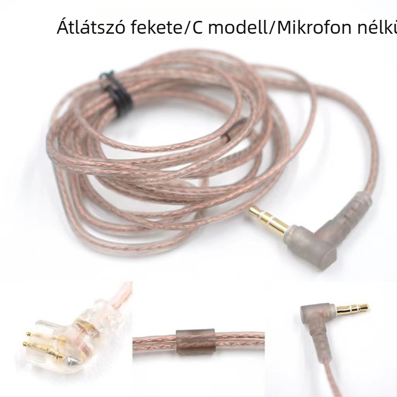 QDC KZ C Ningfan IEM cserekábel, oxigénmentes réz, kettős vezetők, 0.78 mm 2-pontos, 3.5 mm csatlakozó, HiFi