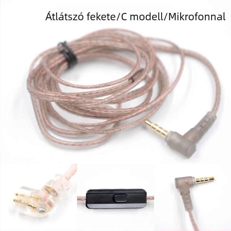QDC KZ C Ningfan IEM cserekábel, oxigénmentes réz, kettős vezetők, 0.78 mm 2-pontos, 3.5 mm csatlakozó, HiFi