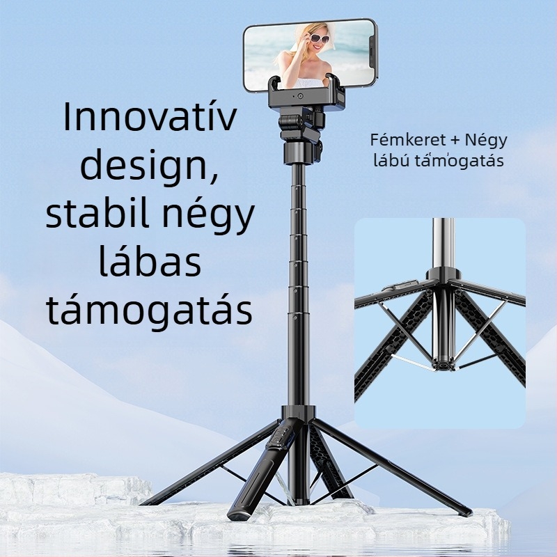 C16 intelligens AI arcfelismerésű egytengelyes stabilizátor, négylábú állvánnyal, Bluetooth távirányítóval, alumíniumötvözet