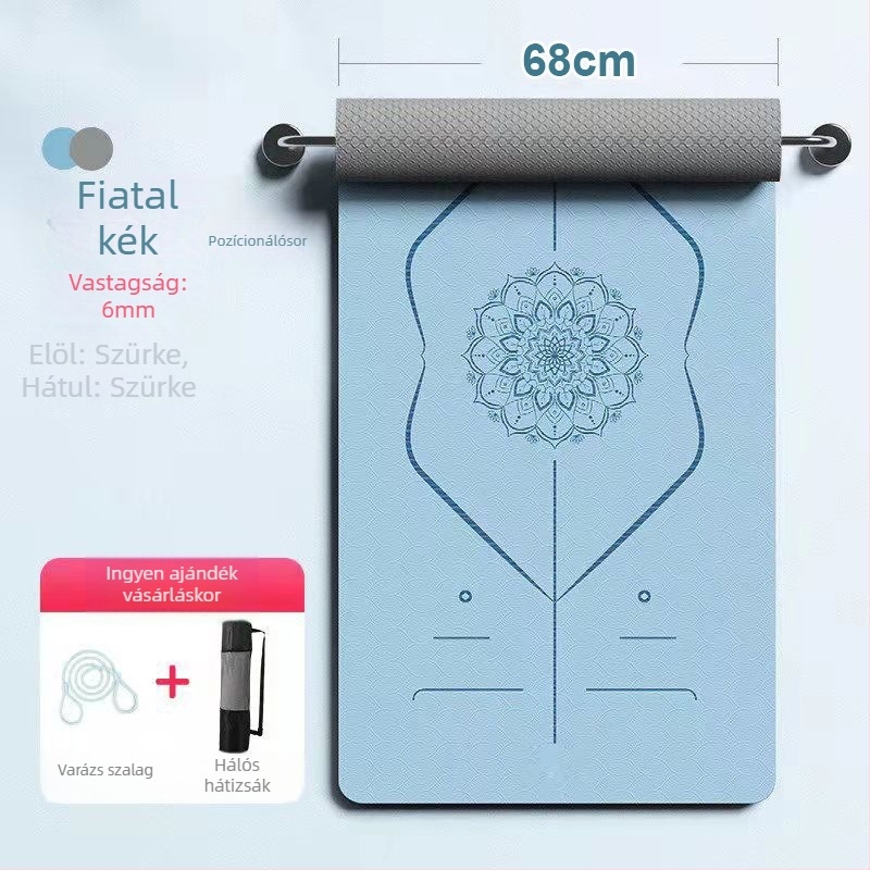 TPE jóga matrac, 6 mm, csúszásmentes, ütéscsillapító