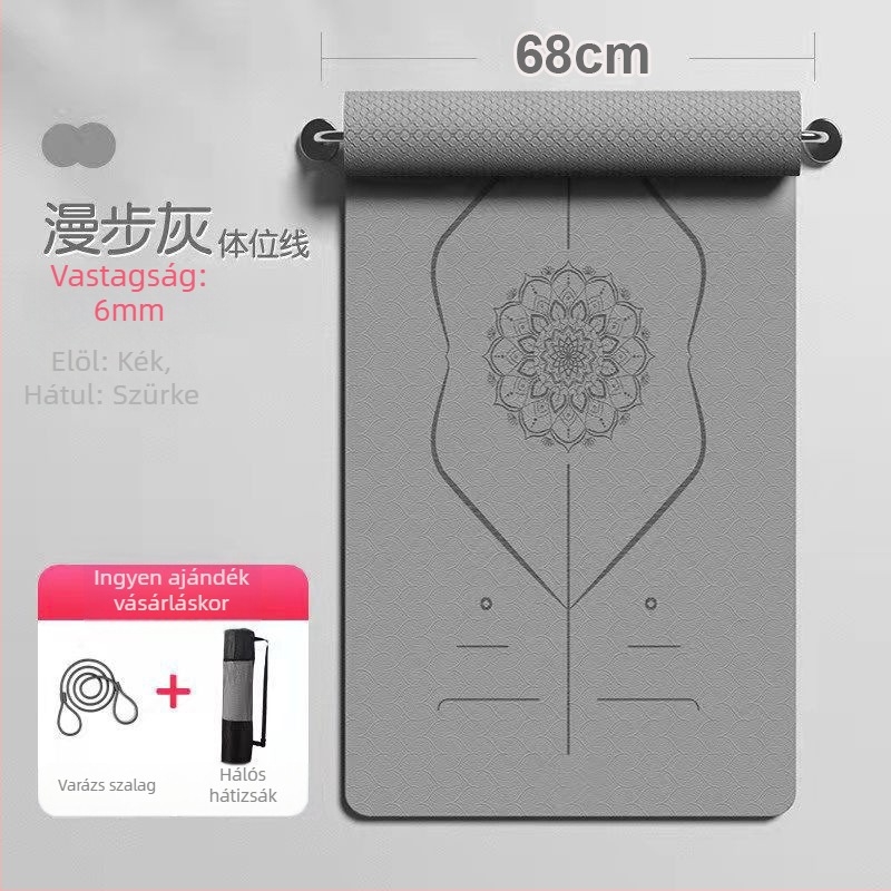 TPE jóga matrac, 6 mm, csúszásmentes, ütéscsillapító