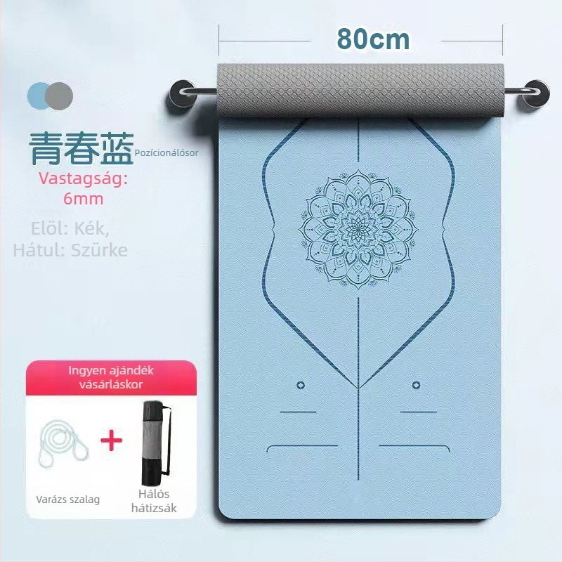 TPE jóga matrac, 6 mm, csúszásmentes, ütéscsillapító