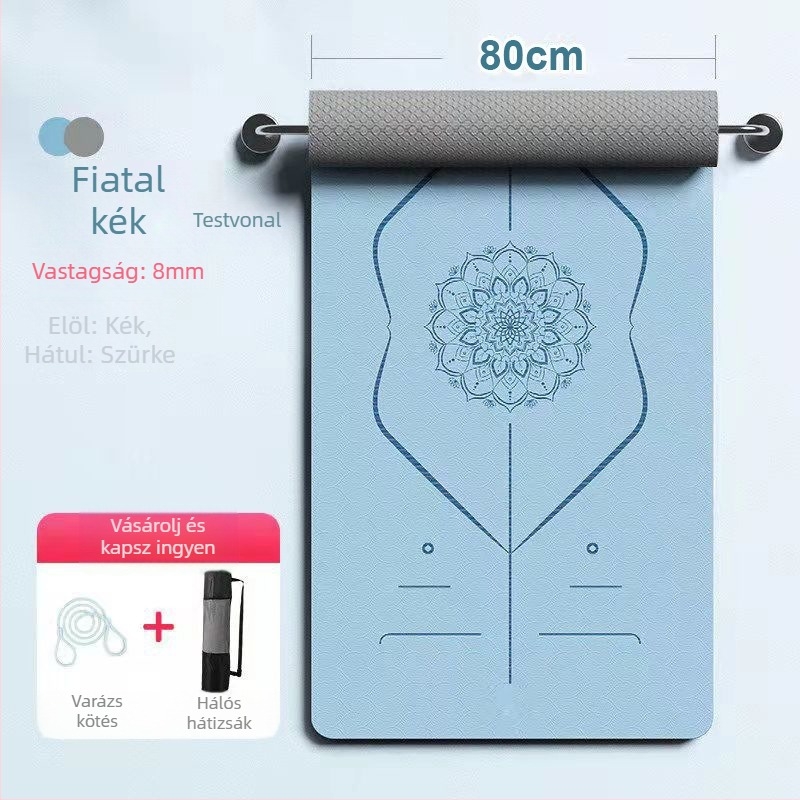 TPE jóga matrac, 6 mm, csúszásmentes, ütéscsillapító