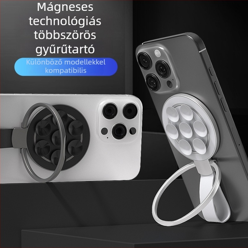 Asztali gyűrű- és csuklótartó tükörrel, mágneses vákuumos csészével és szilikon karkötővel