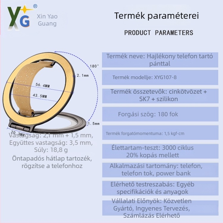 Telefon tartó pánttal és ujjgyűrűvel, fém + szilikon felépítés, New Glory Technology