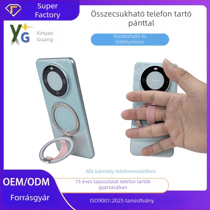 Telefon tartó pánttal és ujjgyűrűvel, fém + szilikon felépítés, New Glory Technology
