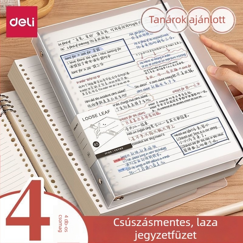 Deli kapcsos notesz, elérhető formátumok: A4/A5/B5, Dowling papír, 60 lap, B5/26 lyuk