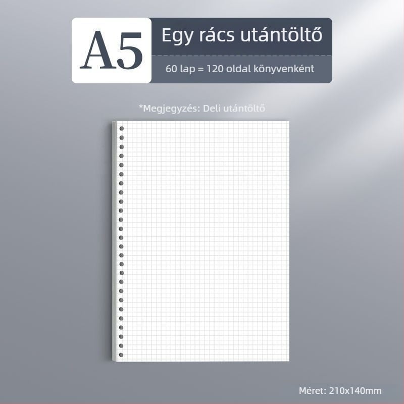 Deli kapcsos notesz, elérhető formátumok: A4/A5/B5, Dowling papír, 60 lap, B5/26 lyuk