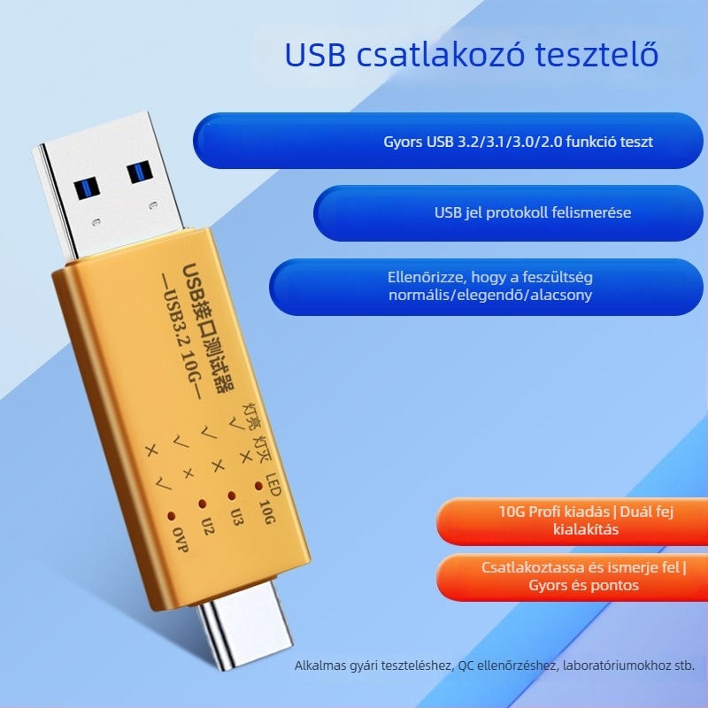 USB-tesztelő — Multifunkcionális USB-C Gen210G, sávszélesség, feszültség és áram mérése, jelprotokoll-detektálás