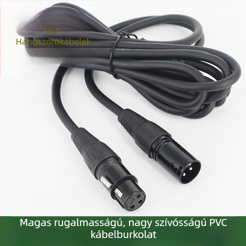 Mikrofonos audiókábla kettős XLR csatlakozókkal, Lotus-kábel, 48V-os mikrofonkábel, ezüstbevonatú vezetők, tiszta rézmag