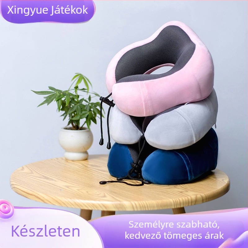 U-alakú utazó nyakpárna - memóriahab töltet, anyag: kémiai rost, hordozható repülőhöz és vasútól (Töltet: memóriahab, Anyag: kémiai rost, Súly 0,5 kg alatt)