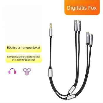 Digital Fox 3,5 mm-es audio splitter kábel 1–4 közös fejhallgatókhoz mikrofonnal — nylon mag, réz vezetők