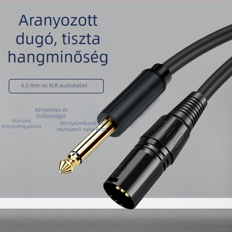 Mikrofonhoz adaptáló kábellel 6,5 mm-es audió csatlakozóval, aranyozott oxigénmentes réz vezetővel, férfi csatlakozó