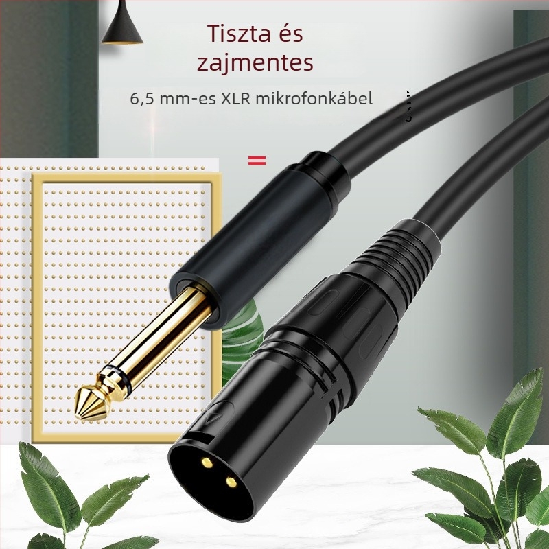 Mikrofonhoz adaptáló kábellel 6,5 mm-es audió csatlakozóval, aranyozott oxigénmentes réz vezetővel, férfi csatlakozó