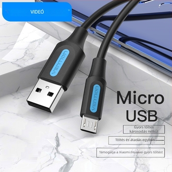 Android Micro USB adatkábel USB 2.0 — gyors töltés, PVC anyag, egyfejű csatlakozó
