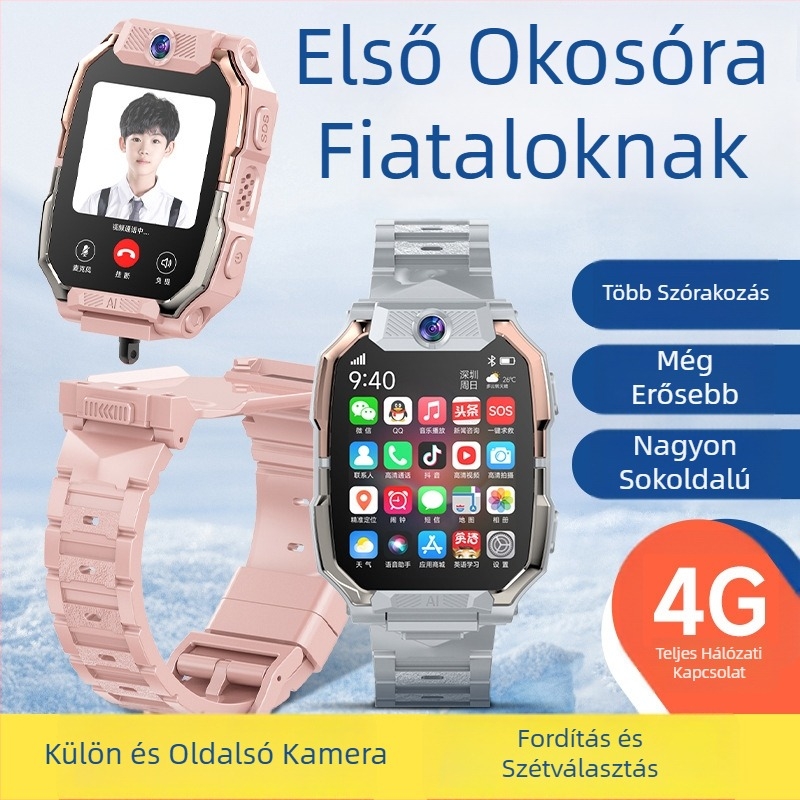 Gyerekeknek tervezett 5G SIM-kártyás okosóra GPS-szel, AMOLED kijelző, Android-kompatibil