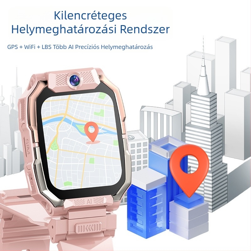 Gyerekeknek tervezett 5G SIM-kártyás okosóra GPS-szel, AMOLED kijelző, Android-kompatibil