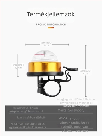 Kerékpár csengő iránytűvel – Márka Senowoiry/yi rui; Anyag: alapértelmezett; Feldolgozás és testreszabás: Nincs; Importálás: Nincs