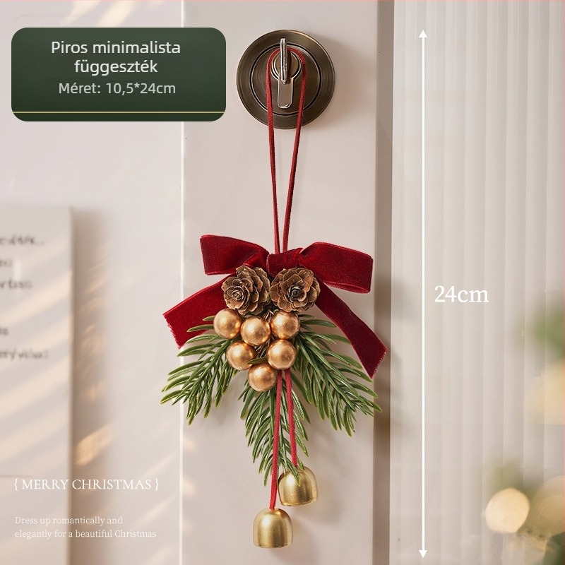 Ajtókarácsonyi koszorú harangfülekkel – műanyag és textil, Zhenhuan márka