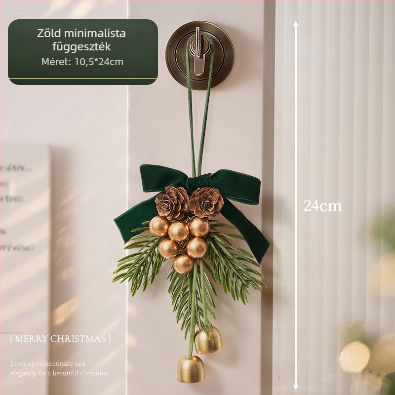 Ajtókarácsonyi koszorú harangfülekkel – műanyag és textil, Zhenhuan márka