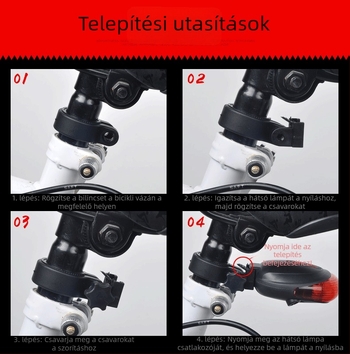 Cool Way 5-LED lézeres hátsó lámpa hegyi kerékpárokhoz – kompatibil fix kerékpárral, csillagos ég mintázat, biztonsági figyelmeztető fény