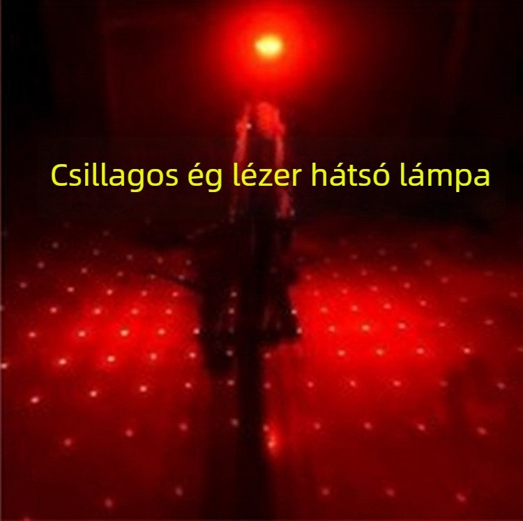Cool Way 5-LED lézeres hátsó lámpa hegyi kerékpárokhoz – kompatibil fix kerékpárral, csillagos ég mintázat, biztonsági figyelmeztető fény