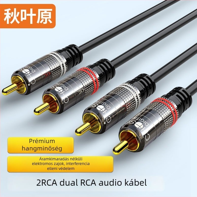 Choseal QS3551 2RCA férfi-to-2RCA férfi audió kábel, aranyozott réz maggal, dupla lótusz dizájnnal, digitális audio berendezésekhez