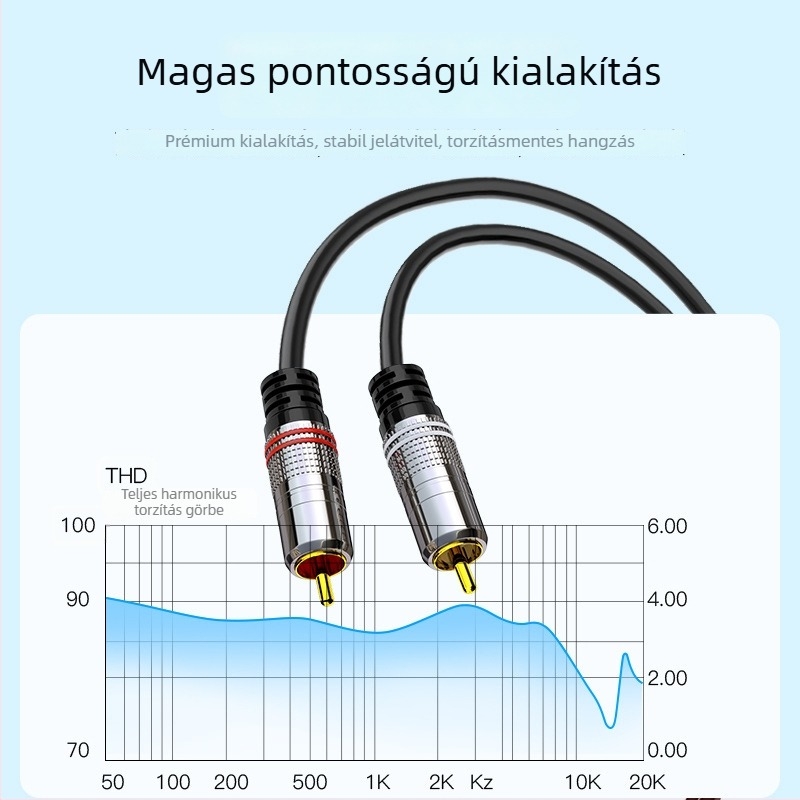 Choseal QS3551 2RCA férfi-to-2RCA férfi audió kábel, aranyozott réz maggal, dupla lótusz dizájnnal, digitális audio berendezésekhez