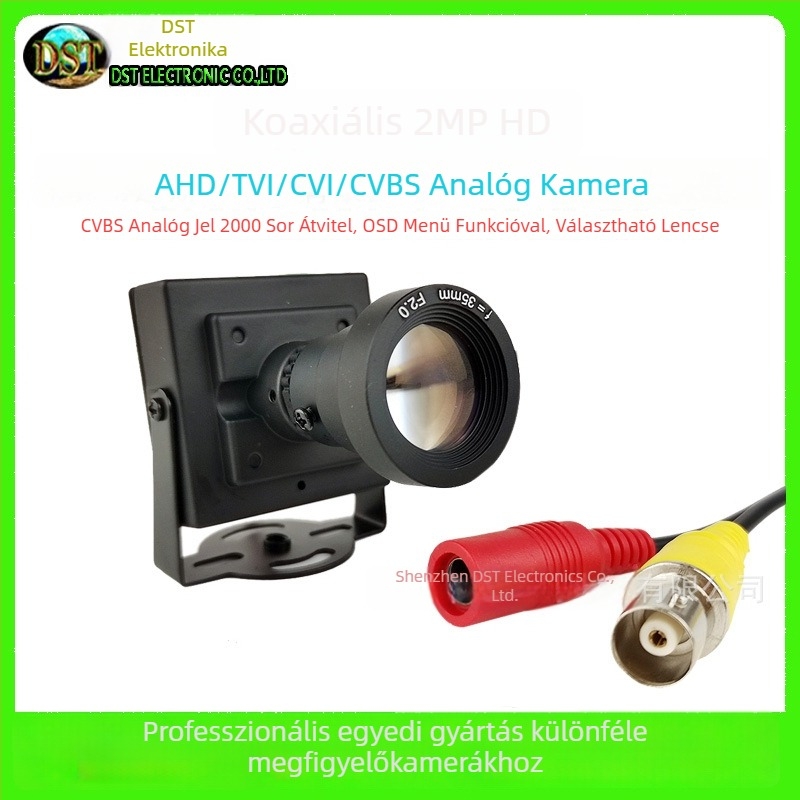 4‑in‑1 autóipari megfigyelő kamera, HD, objektívek 16/25/35 mm, 2000 TVL, minimális megvilágítás 0,01 lux, -20°C-tól 60°C-ig