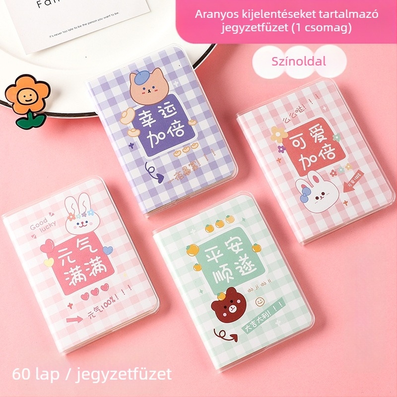 Meow Ears Notesz, PU borító, ragasztott kötés, papír 50 gsm, 50–100 oldal, japán-koreai cuki stílus