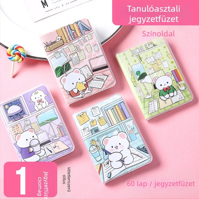 Meow Ears Notesz, PU borító, ragasztott kötés, papír 50 gsm, 50–100 oldal, japán-koreai cuki stílus