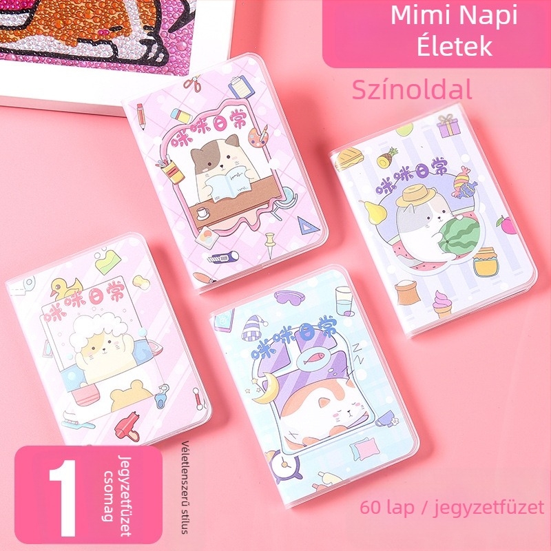 Meow Ears Notesz, PU borító, ragasztott kötés, papír 50 gsm, 50–100 oldal, japán-koreai cuki stílus