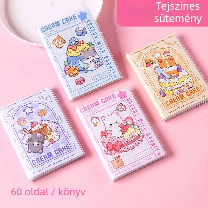Meow Ears Notesz, PU borító, ragasztott kötés, papír 50 gsm, 50–100 oldal, japán-koreai cuki stílus