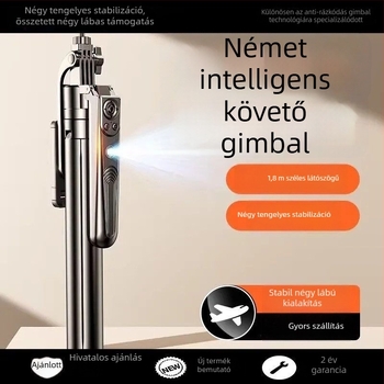 AI-alapú telefonos követő gimbal automatikus követéssel, arcfelismeréssel és gesztus-vezérléssel, képstabilizáció, Bluetooth távirányító és világítás élő közvetítéshez