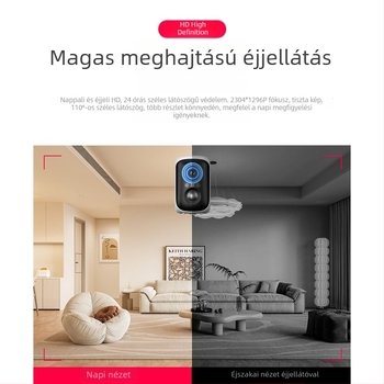 Beltéri vezeték nélküli akkumulátoros kamera AI-detekcióval, 3,6 mm objektív, 3 MP felbontás, éjjellátás, app-vezérlés