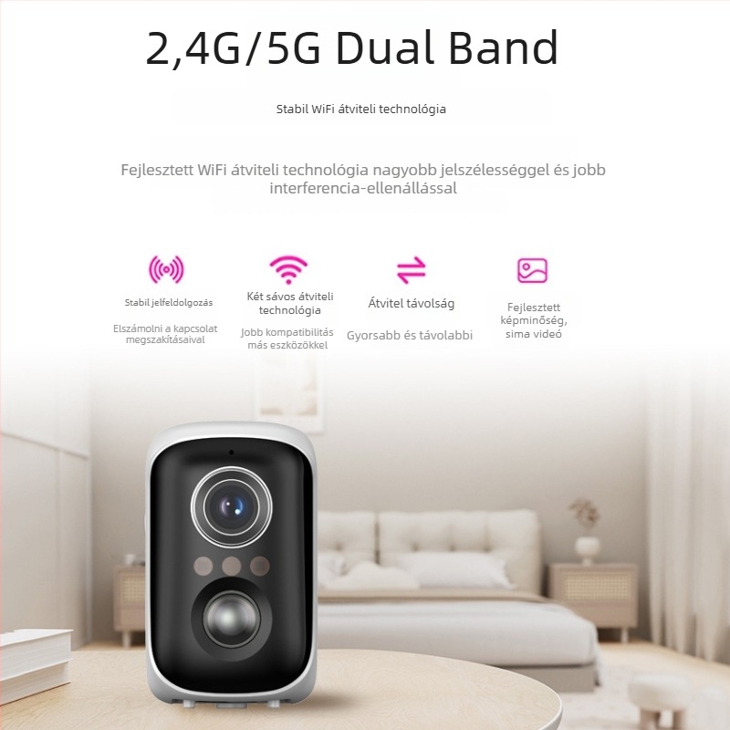 Beltéri vezeték nélküli akkumulátoros kamera AI-detekcióval, 3,6 mm objektív, 3 MP felbontás, éjjellátás, app-vezérlés