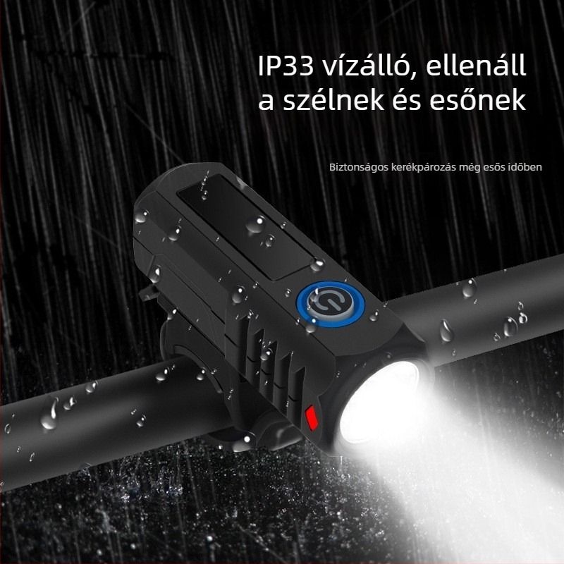Elülső kerékpár lámpa USB-C töltéssel, snap szereléssel, kültéri éjszakai kerékpározáshoz.