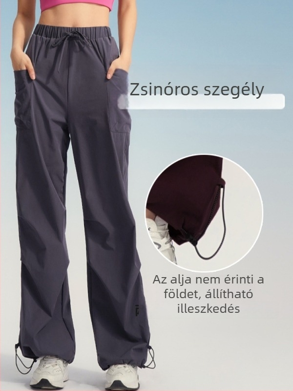 Női gyorsan száradó túranadrág – lazán szabott, egyenes szárú, kültéri viselet, egyszínű, zsebek