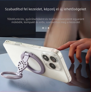 Asztali telefon-tartó mágneses gyűrűvel, aromaterápiával, cink ötvözetből, anti-shake, összecsukható és vákuumos rögzítésű