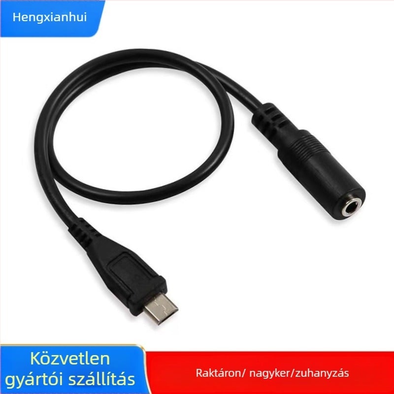 Audio kábel 3,5 mm → Micro-B adapterrel és Micro USB → 3,5 mm női csatlakozóval; réz vezető, nikkelezett külső, UL tanúsítvány; modell hzw2387