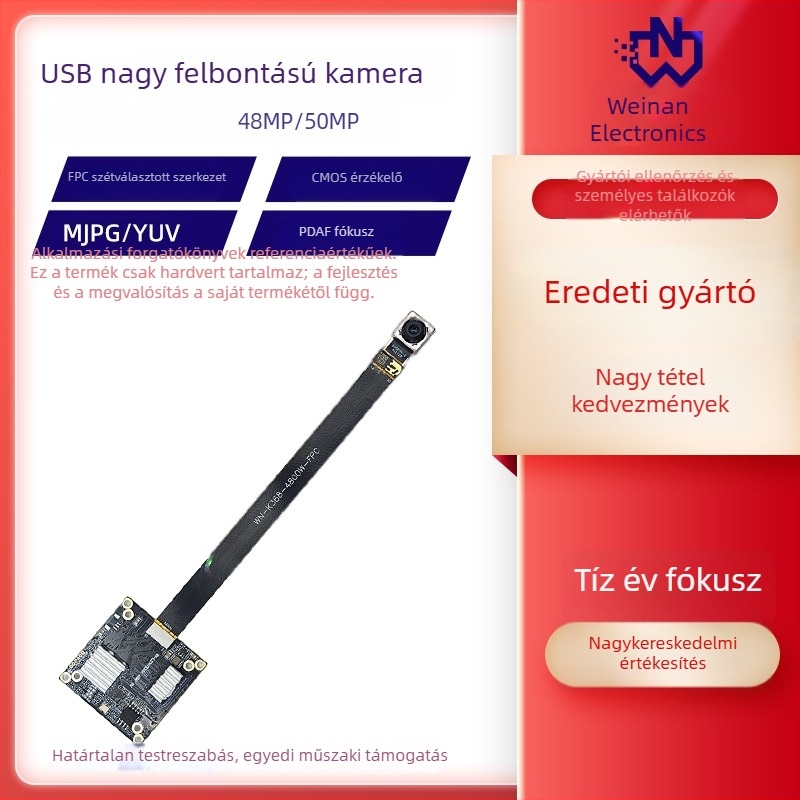 Driver nélküli USB kamera modul: 50MP max felbontás, 48MP szenzor, USB 2.0, PDAF autofókusz, 30fps