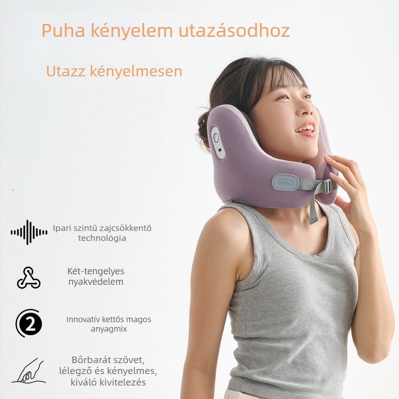 Memóriahabos nyakpárna, U-alakú utazópárna, 100% pamut huzat, tömeg 0.5-1.0 kg, modern minimalist stílus.