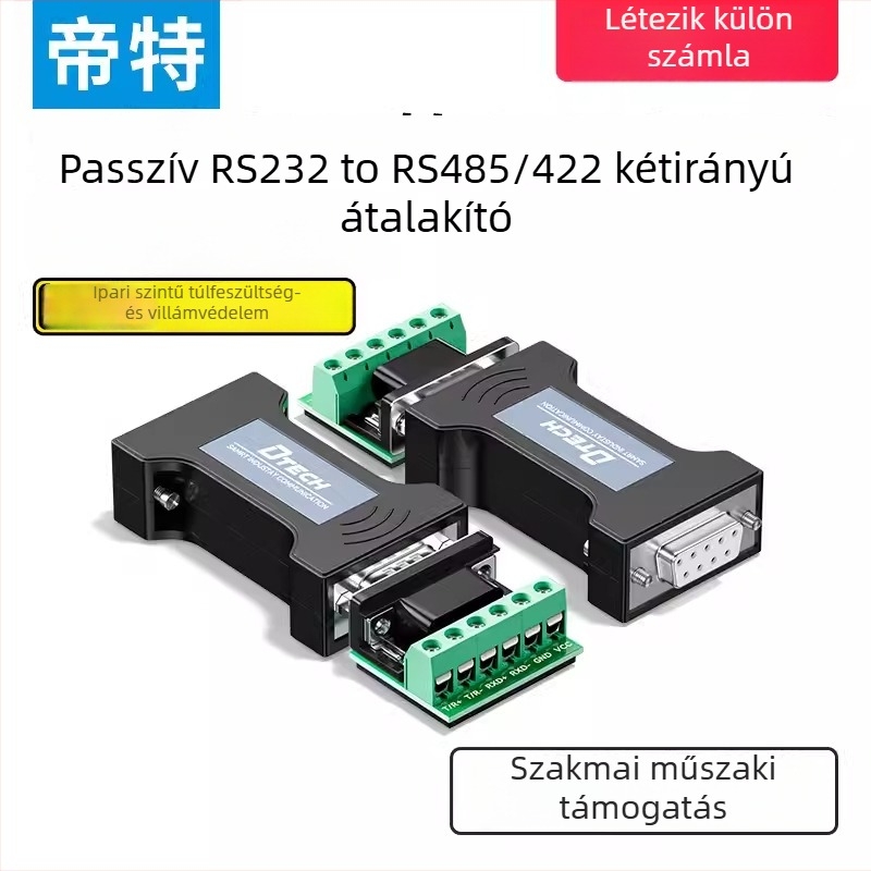 RS232-RS485/RS422 konverter, ipari osztályú passzív izoláció, soros port protokoll modul, villámvédelem