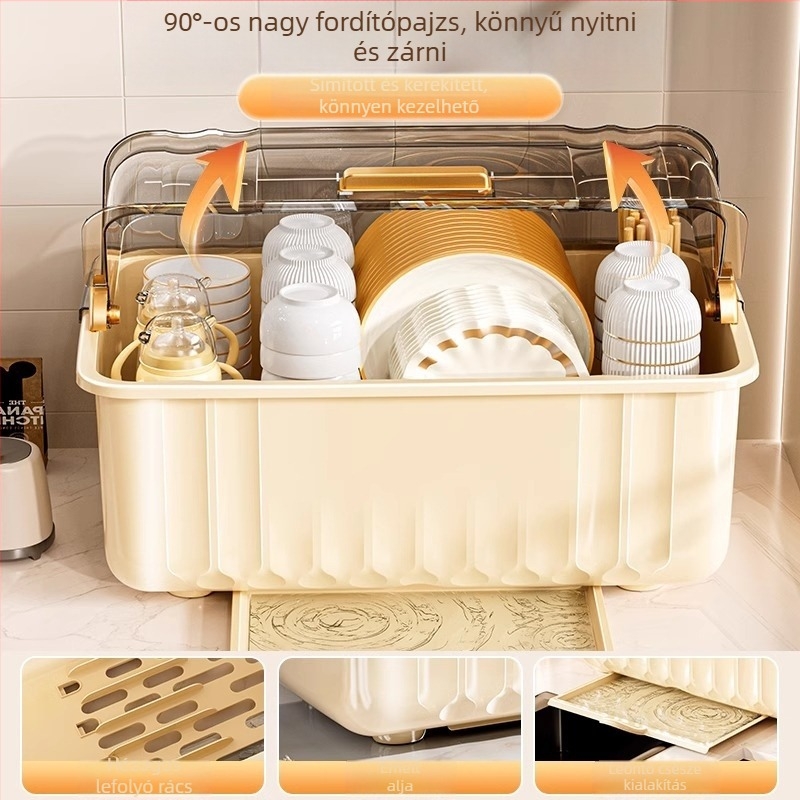 Tálak és edények lecsöpögtető állványa; műanyag; asztali felszerelés; alkalmas tálakhoz és tányérokhoz; modern minimalist stílus