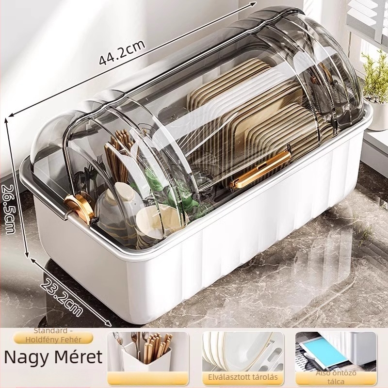 Tálak és edények lecsöpögtető állványa; műanyag; asztali felszerelés; alkalmas tálakhoz és tányérokhoz; modern minimalist stílus