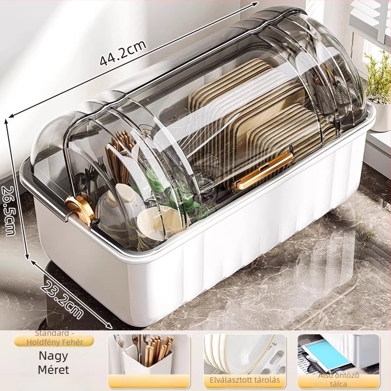 Tálak és edények lecsöpögtető állványa; műanyag; asztali felszerelés; alkalmas tálakhoz és tányérokhoz; modern minimalist stílus