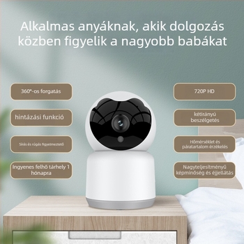 Vezeték nélküli babamonitor sírdetektálással és nyugtató dallal, 3.6 mm objektív, 0.01 lux, IR éjjellátás 12 m-ig, 5V2A tápegység, mozgásérzékelés + push értesítés
