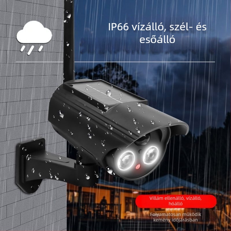 Napelemes külső hamis biztonsági kamera mozgásérzékelős világítással (IP65, ABS)